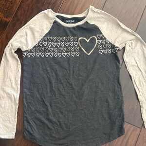 Cat & Jack Kids Heart Pattern Long Sleeve Tee - Black and White